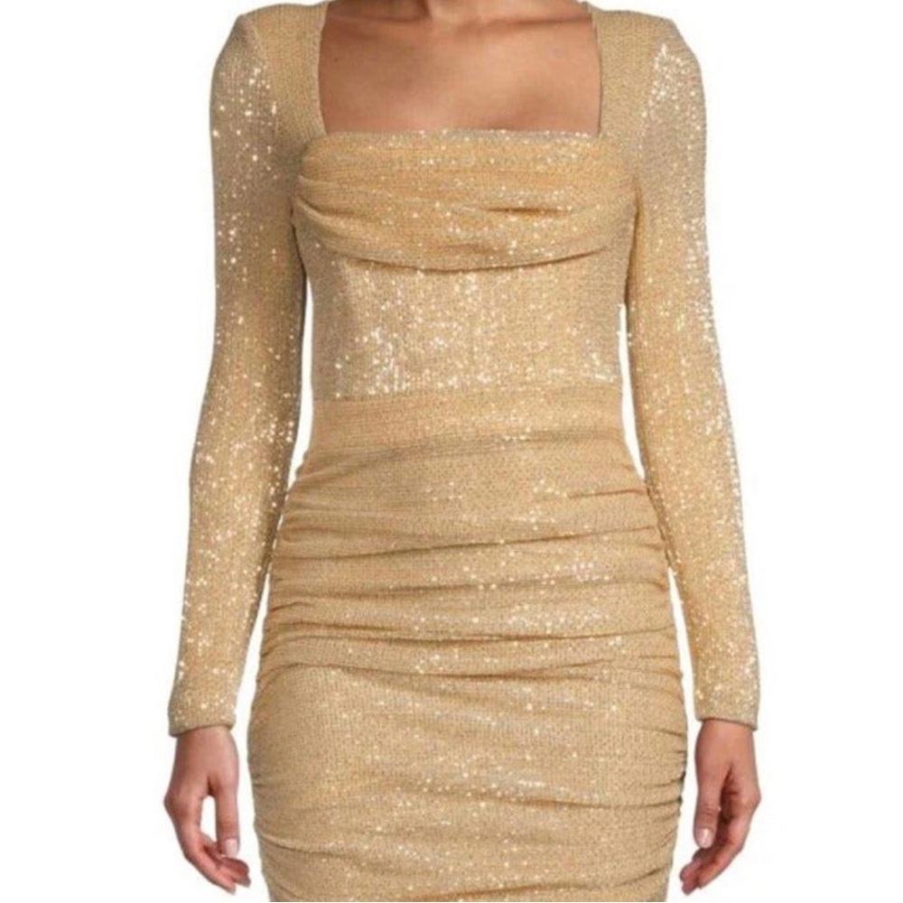 Lavish Alice GOLD Sequin Long Sleeve Mini Dress (Size: US 4)